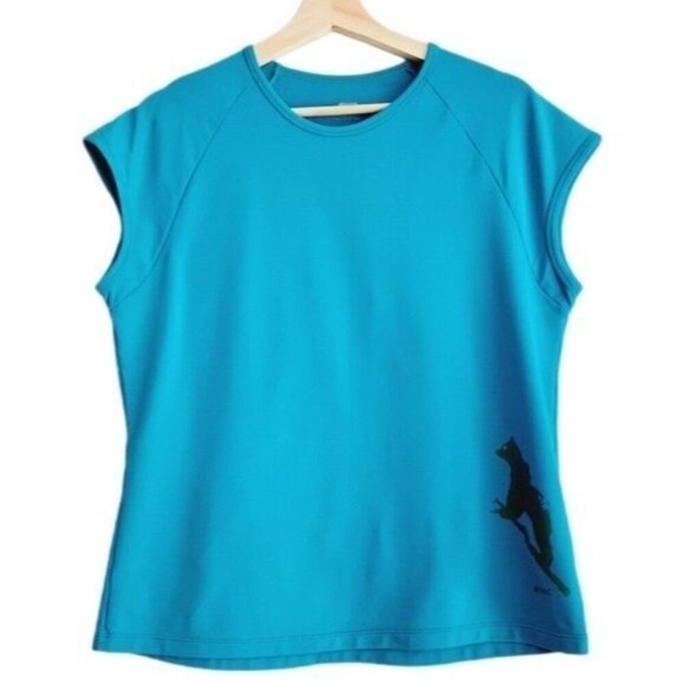 MEC Short Cap Sleeve Bright Blue Athletic Sporty Top Sz XL
